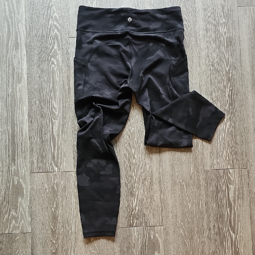 Lululemon Wunder Train High Rise Black Coal Multicolor Camouflage Leggings